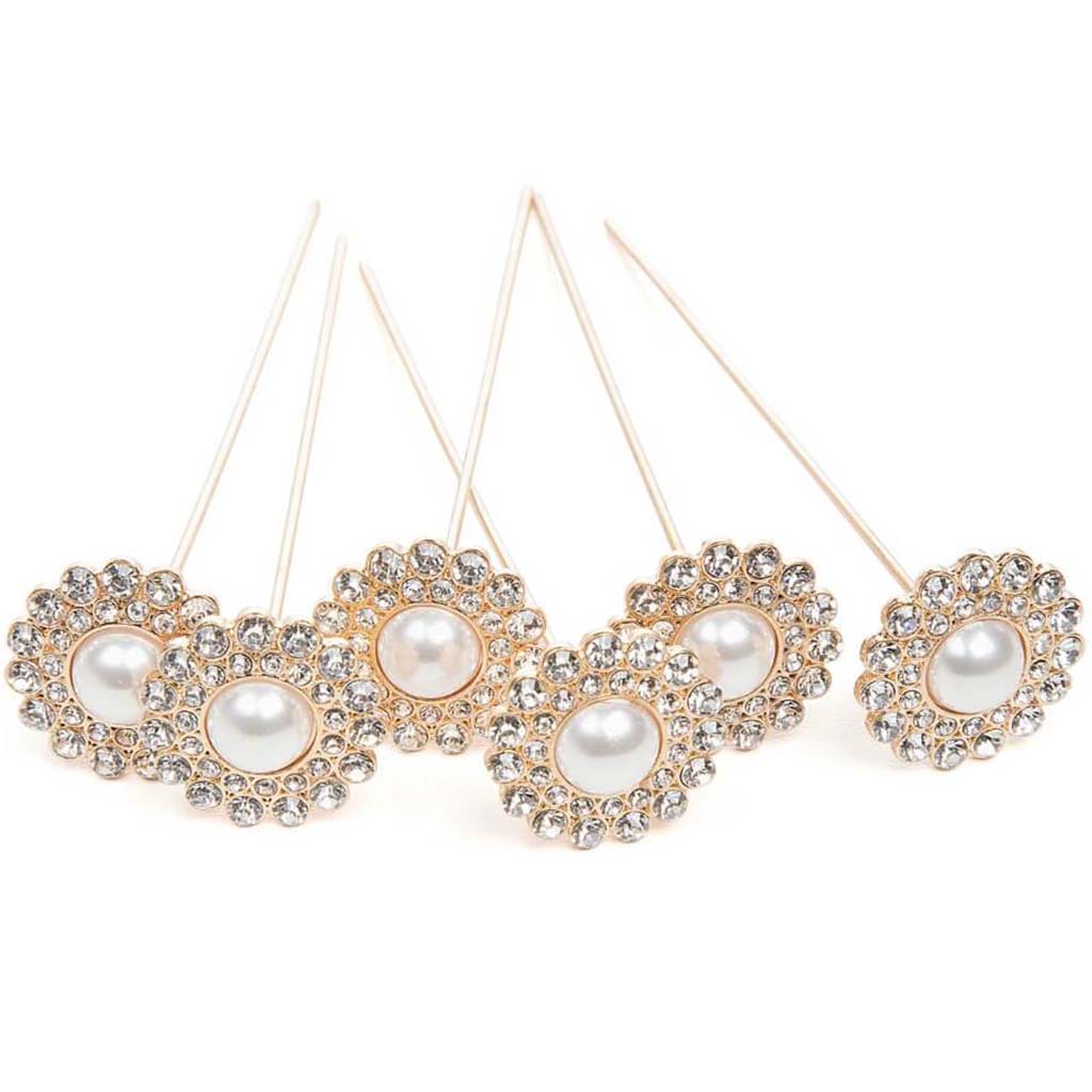 PICK W/RHINESTONE PEARL ACCENT GOLD 