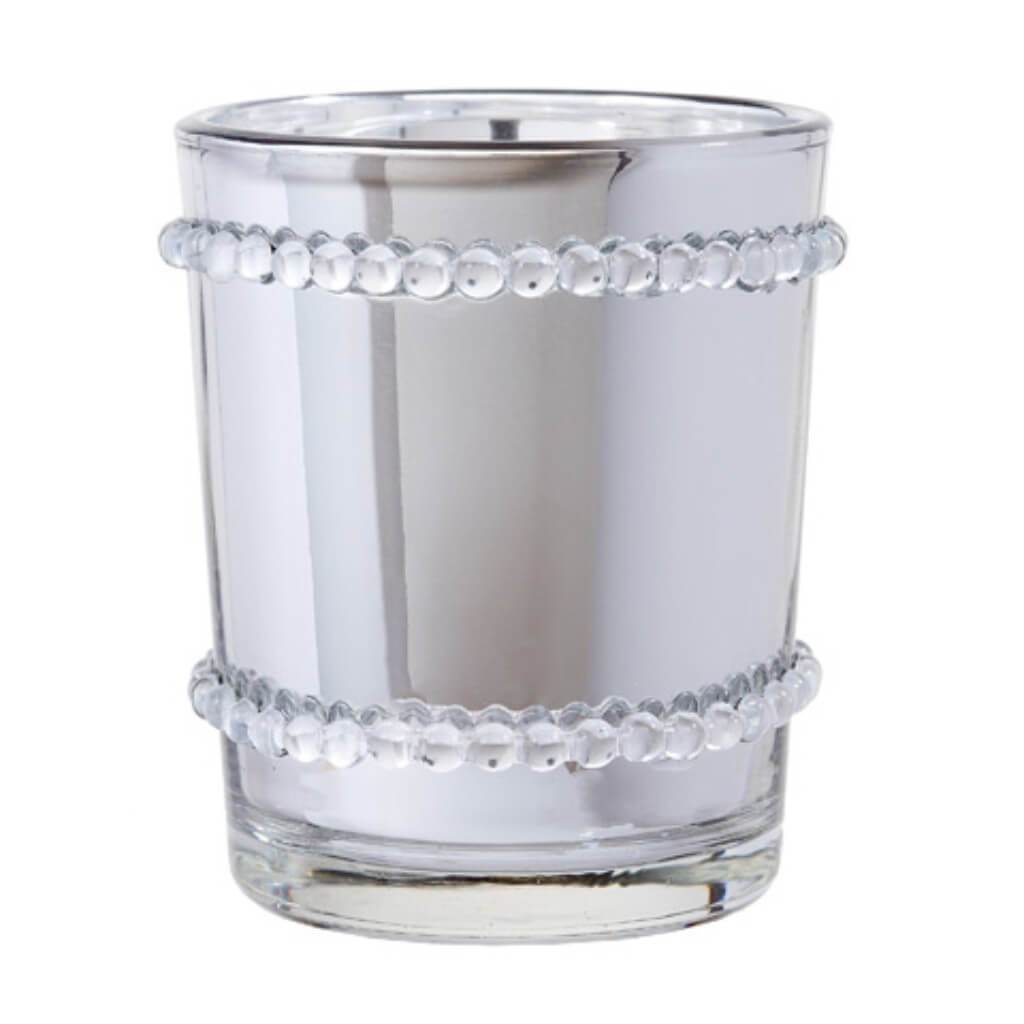 VOTIVE HOLDER SILVER WITH BEADS 