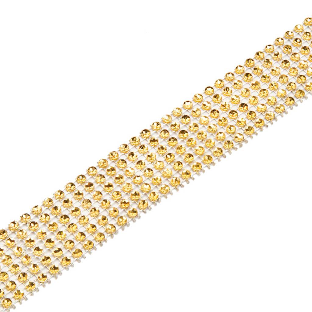 RHINESTONE GOLD MESH 4MM 10YD 