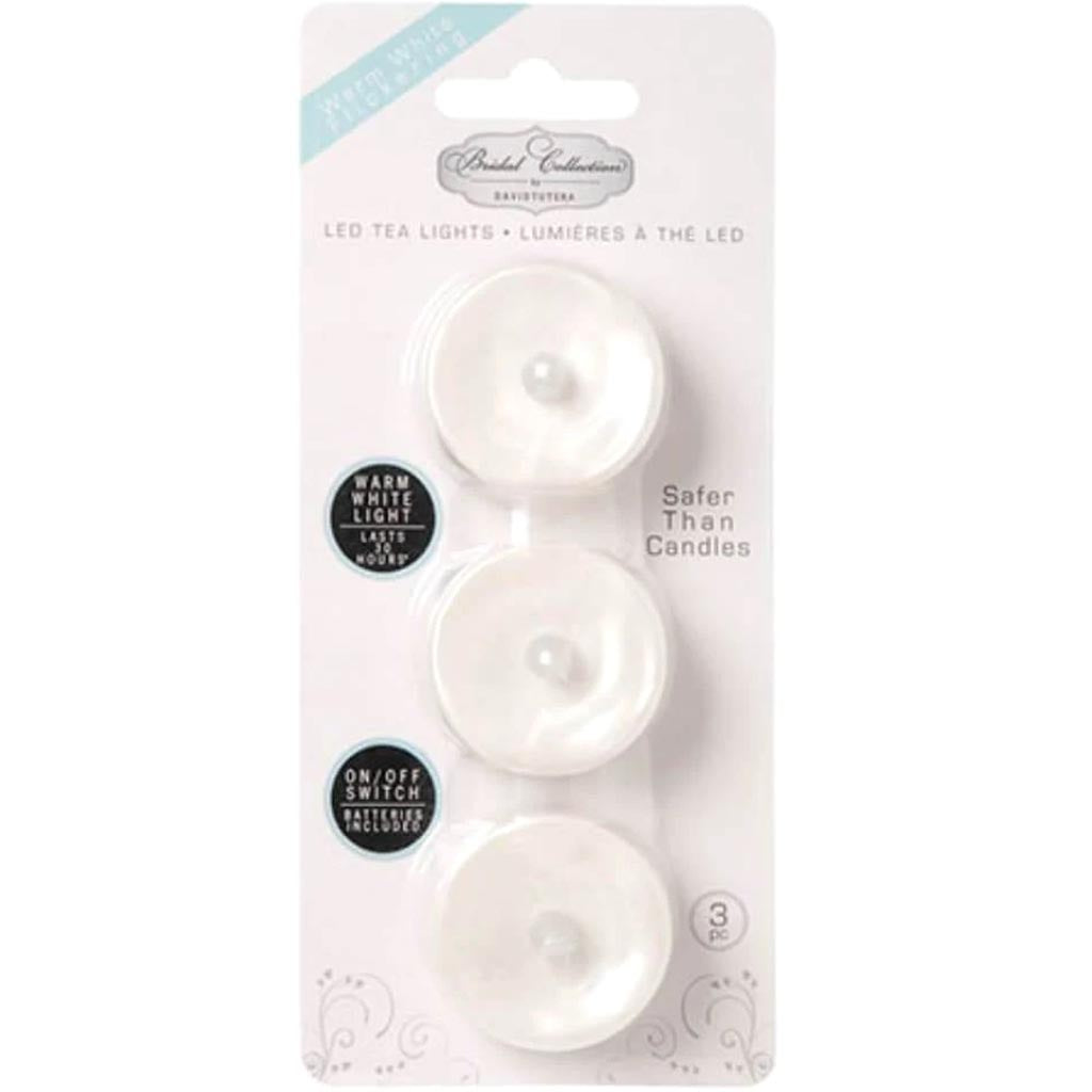 David Tutera LED Tea Lights Pearl 3 pieces 