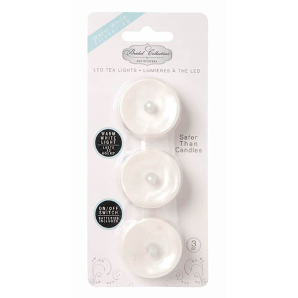 David Tutera LED Tea Lights Pearl 3 pieces