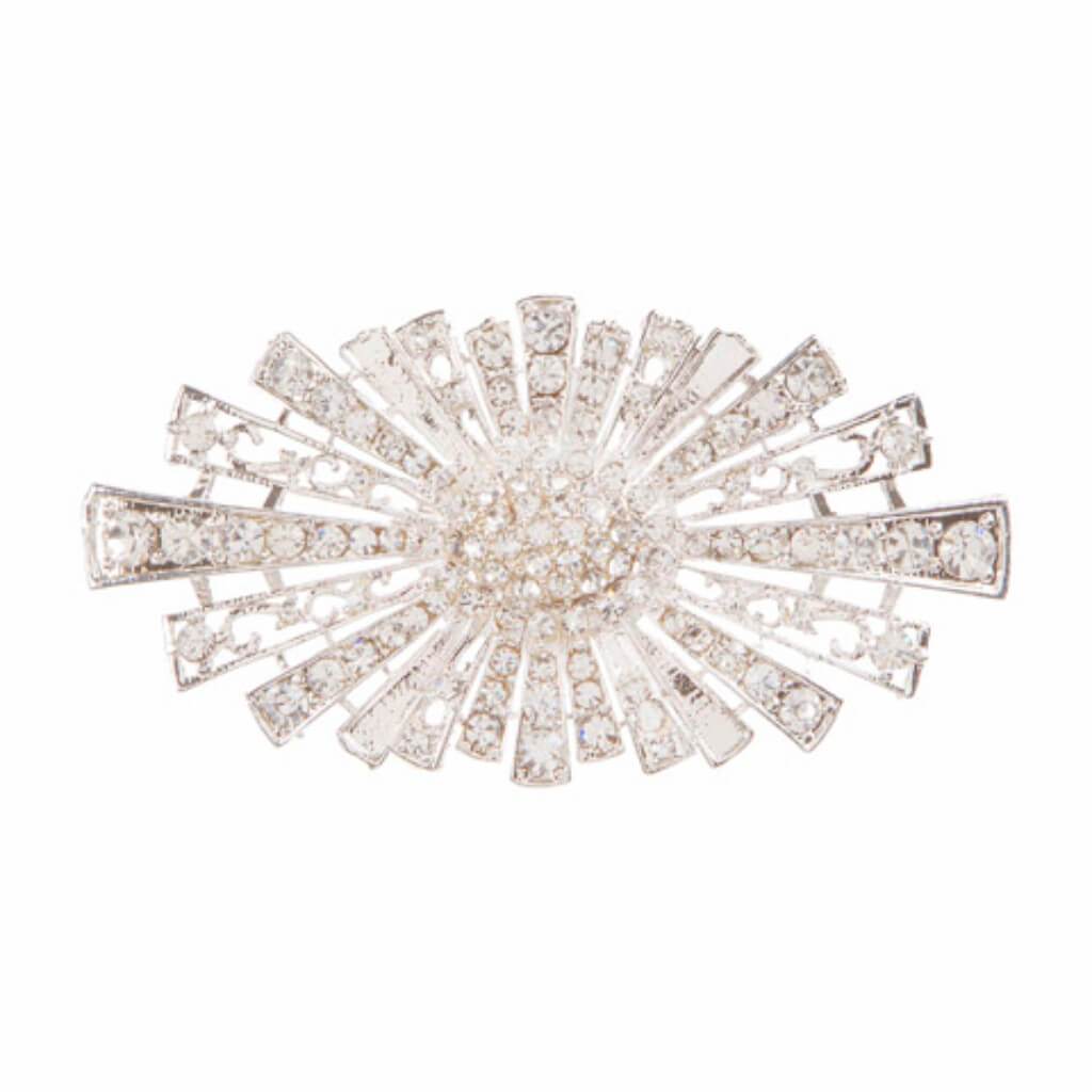 David Tutera Silver Brooch Rhinestones Spray 2 x 1 inch 