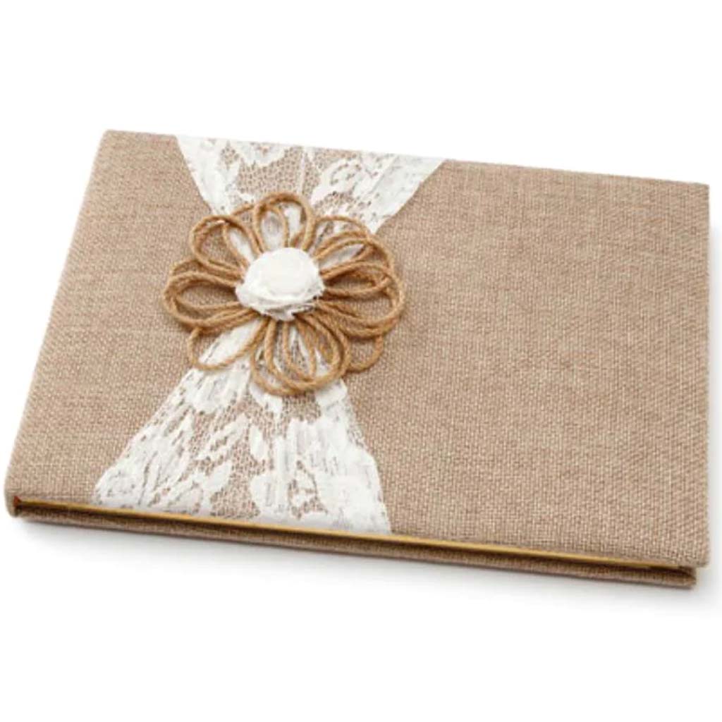 David Tutera Burlap And Lace Guest Book 