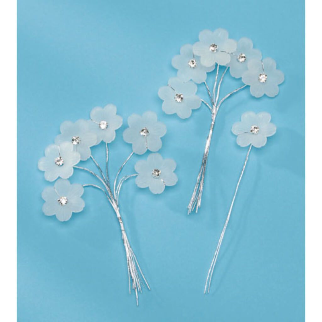 David Tutera Flower Picks Frosted Rhinestone Flowers 12 pieces 