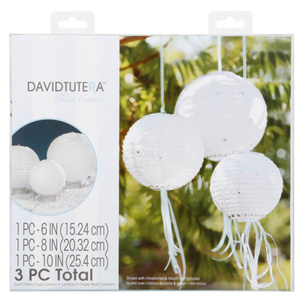 David Tutera Paper Lanterns White Swirl Assorted 3 pieces 