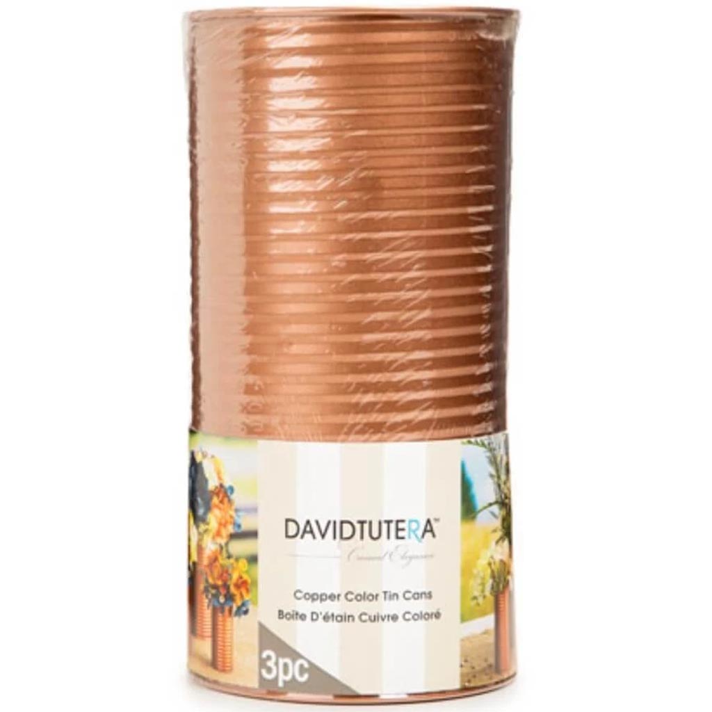 David Tutera Tin Cans Copper Color Assorted Sizes 3 pieces