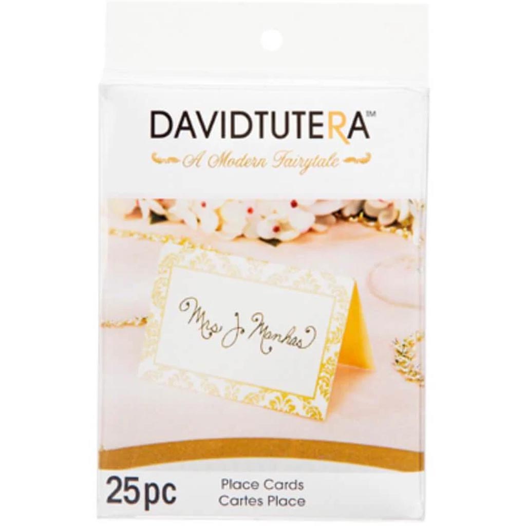 David Tutera Damask Trim Place Cards Gold/Ivory 3.75 x 2.5 inches 25 pieces 