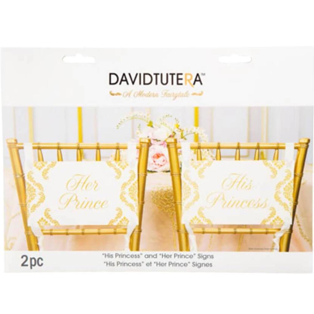 David Tutera His Princess/Her Prince Chair Signs 11.5 x 7 inches 2 pieces 