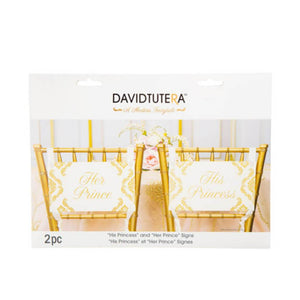 David Tutera His Princess/Her Prince Chair Signs 11.5 x 7  inches 2 pieces