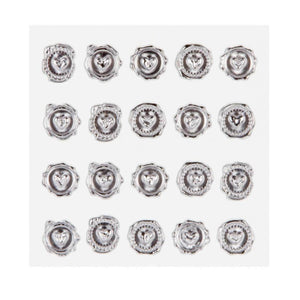 David Tutera Illusion Wax Seal Heart Stickers Silver 60 pieces