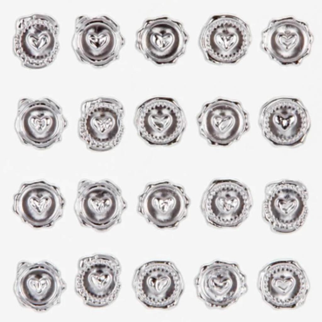 David Tutera Illusion Wax Seal Heart Stickers Silver 60 pieces 