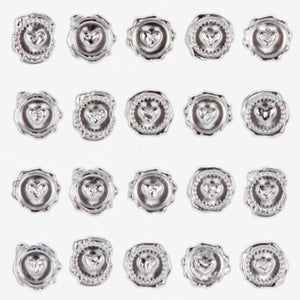 David Tutera Illusion Wax Seal Heart Stickers Silver 60 pieces 
