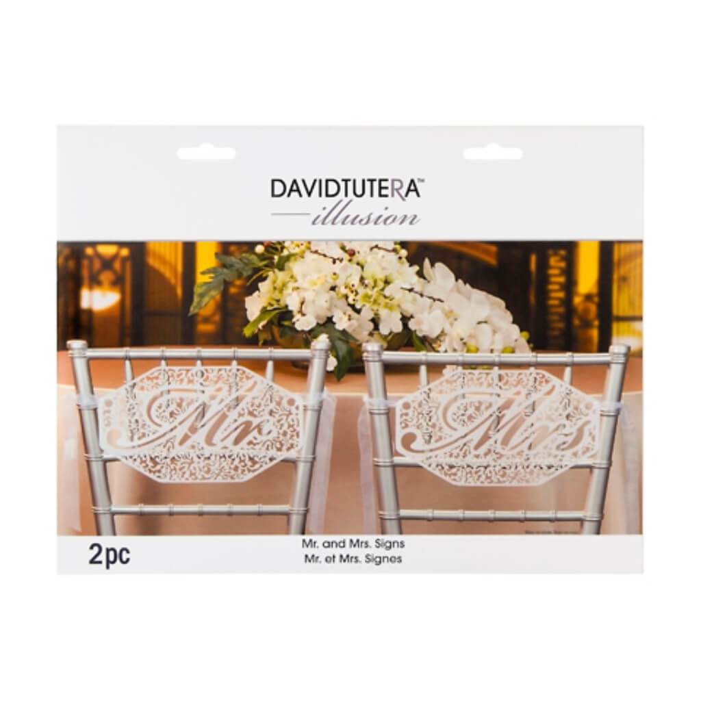 David Tutera Illusion Mr. and Mrs. Die Cut Signs 7 x 12 inches 