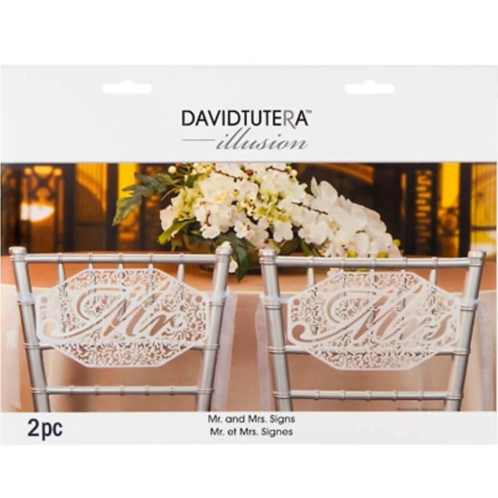 David Tutera Illusion Mr. and Mrs. Die Cut Signs 7 x 12 inches 