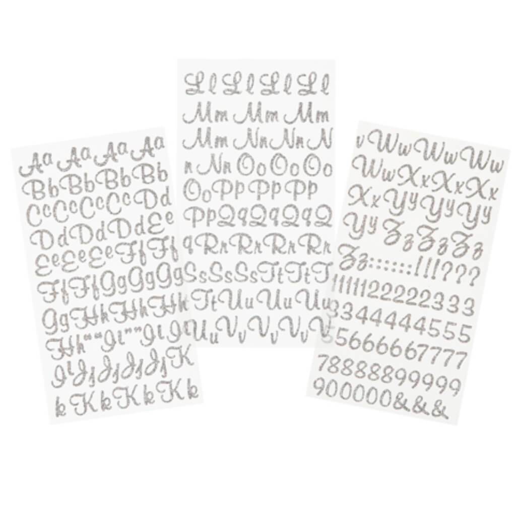 David Tutera Silver Glitter Alphabet and Number Stickers 281 pieces 