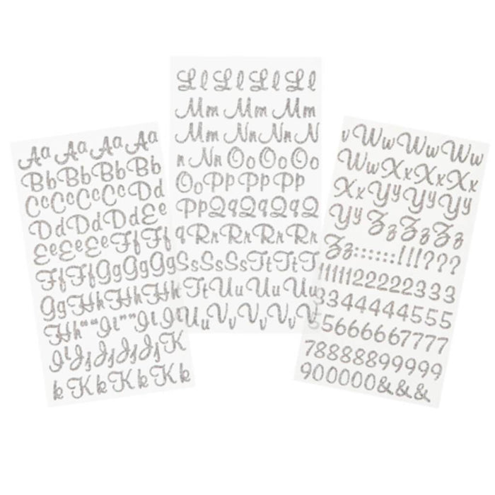 David Tutera Silver Glitter Alphabet and Number Stickers 281 pieces 