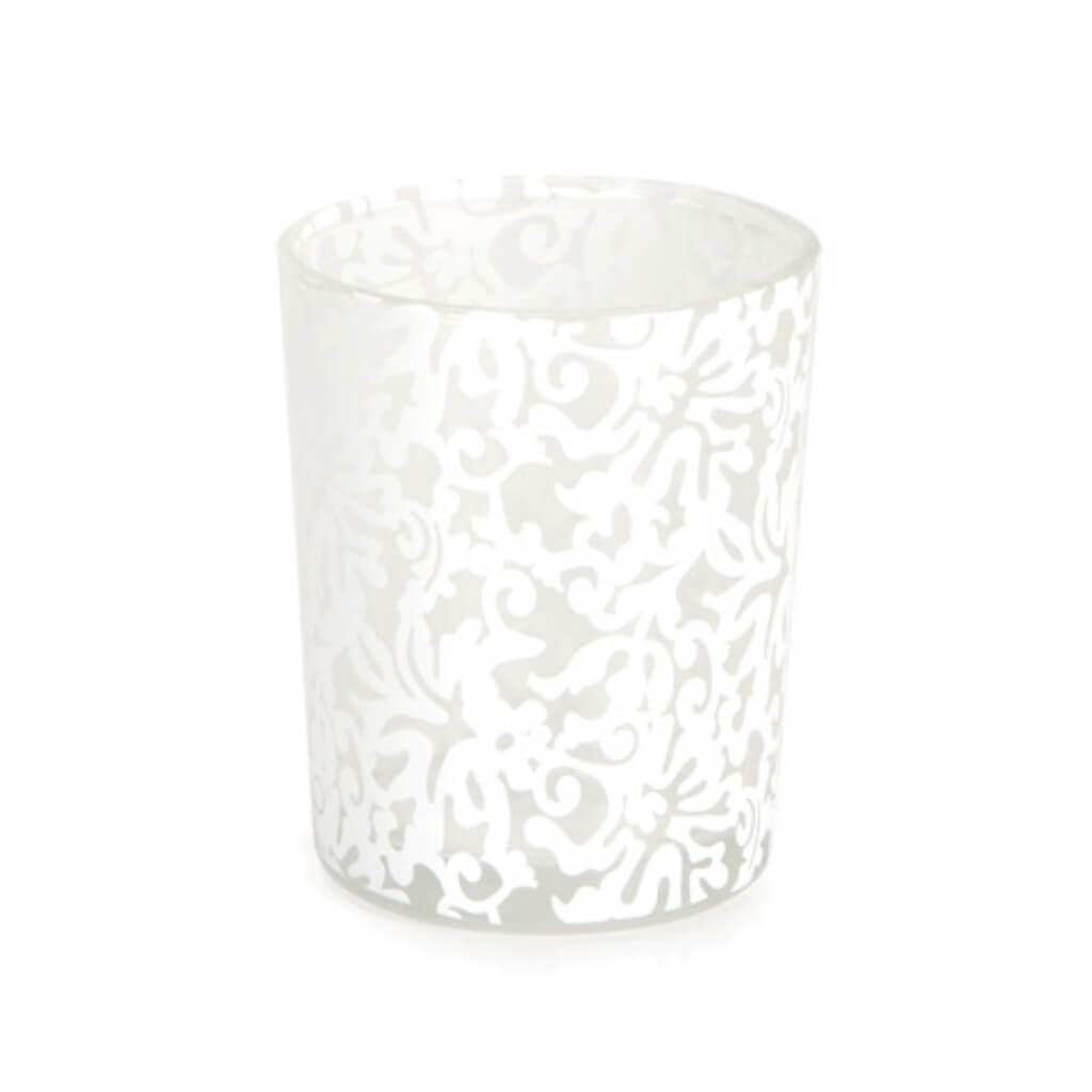 David Tutera Illusion Lace Print Votive  White 1 piece