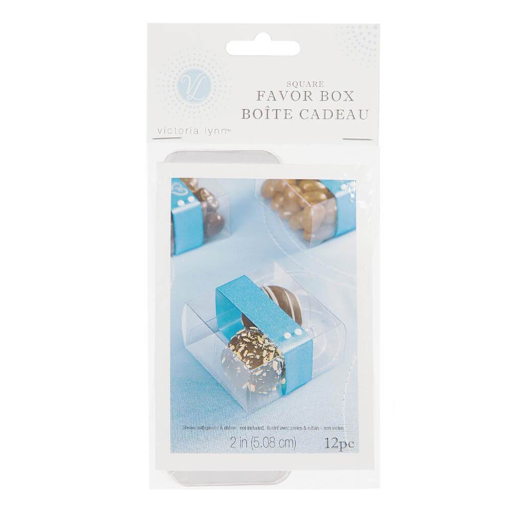 FAVOR BOX SQUAR CLEAR 2IN 12PC 