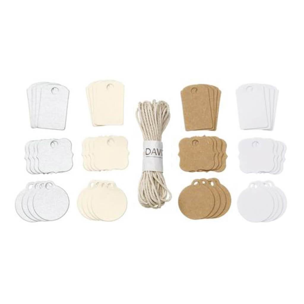 TAGS W/STRING NEUTRAL ASSORTED 24PCS 