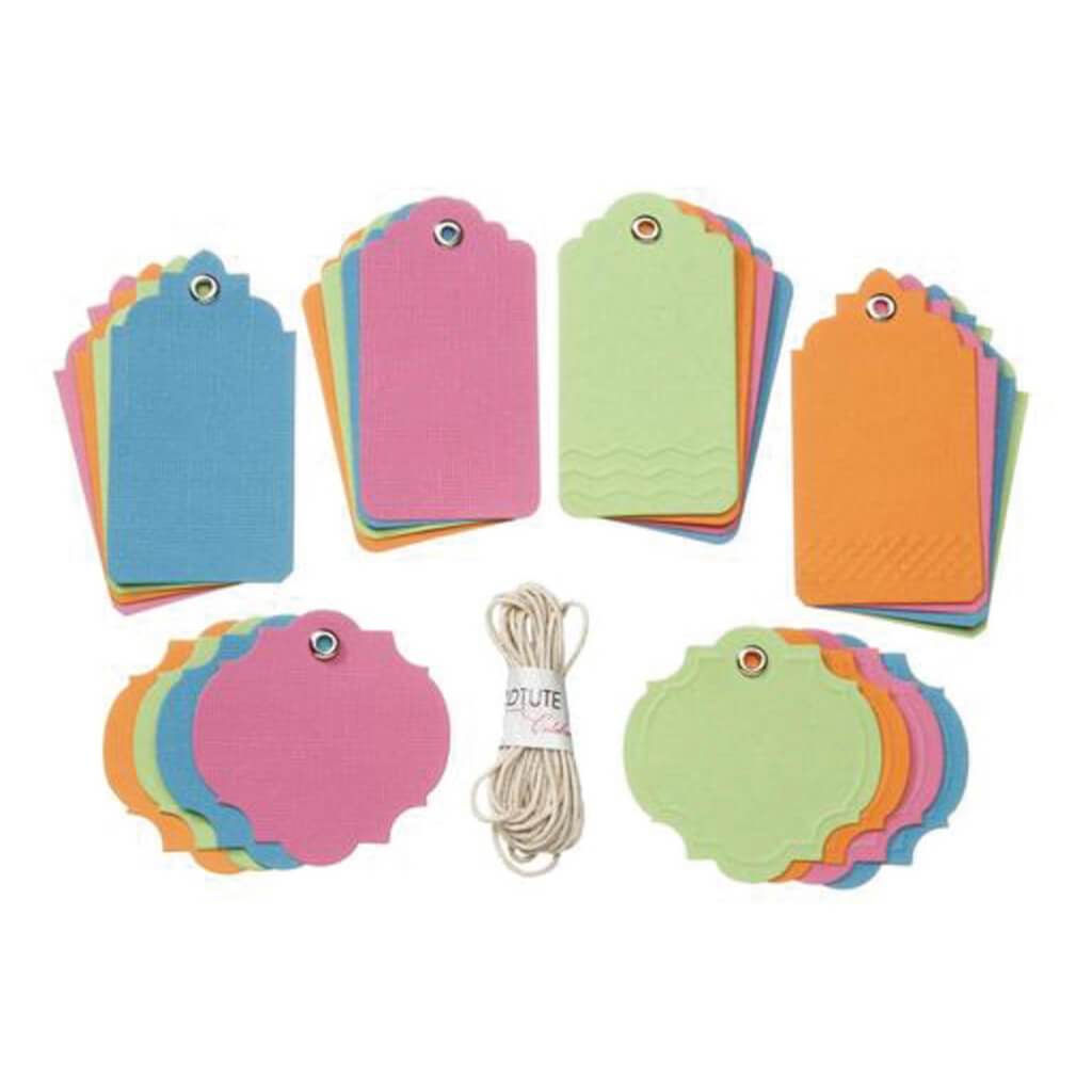 TAGS W/STRING BRIGHT ASSORTED 24PCS 