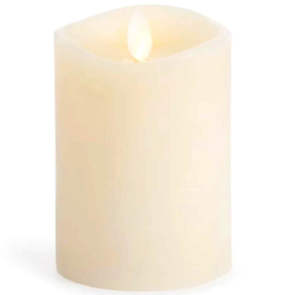 Luminara Flameless Pillar Candle Vanilla Scented Ivory Wax 360 4 inches 