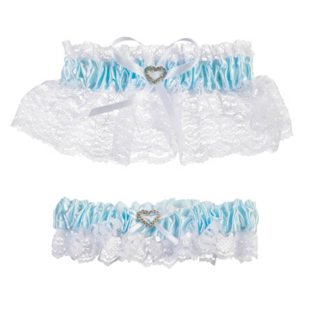 Victoria Lynn Garter Set Keepsake and Toss Away Blue 2 pieces