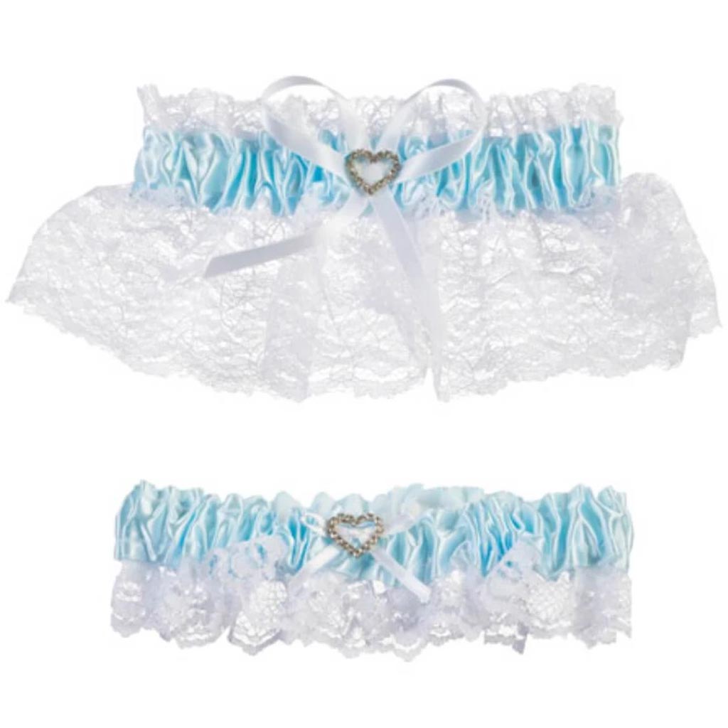 Victoria Lynn Garter Set Keepsake and Toss Away Blue 2 pieces 