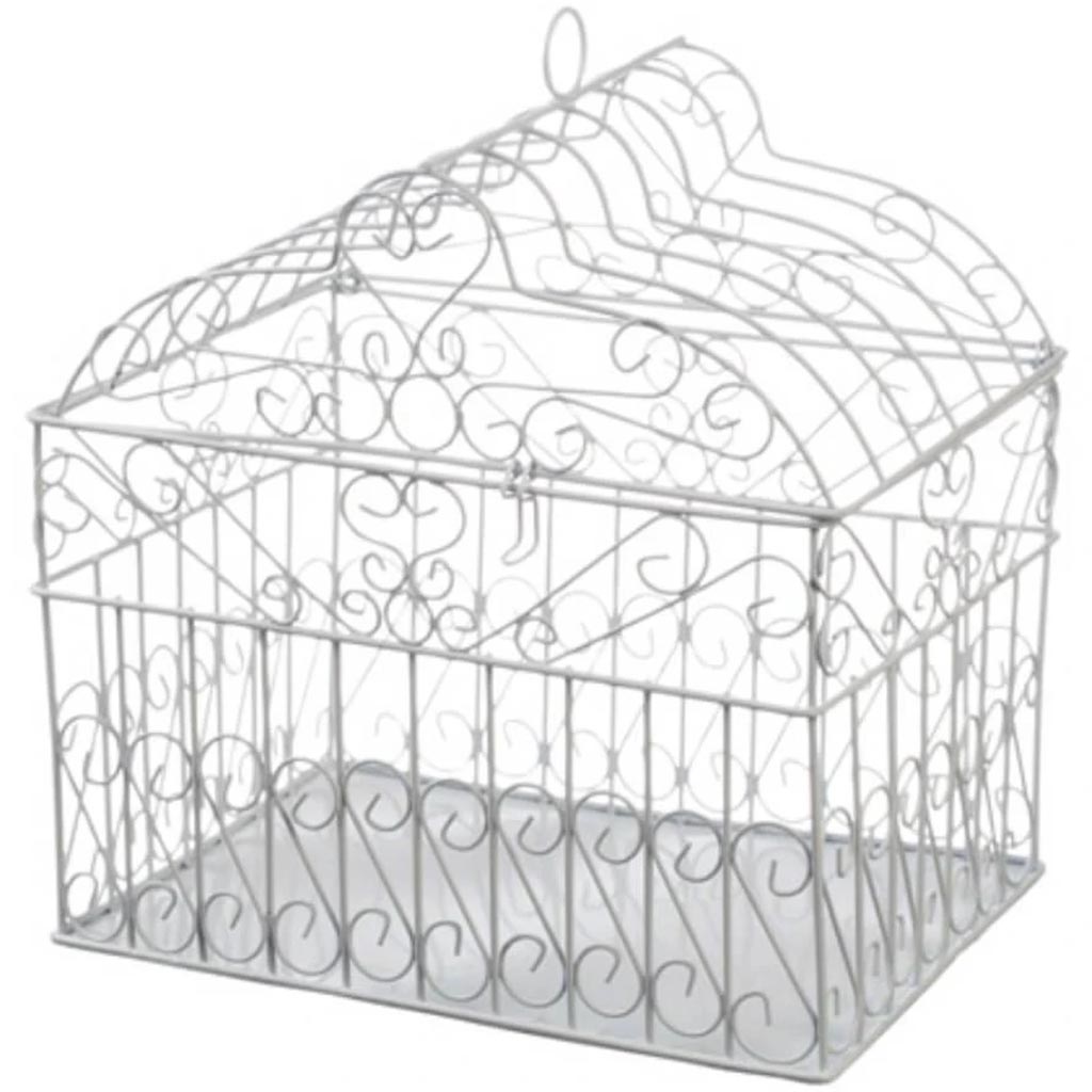 Metal Birdcage Card Holder White 10 x 10 x 7.5 