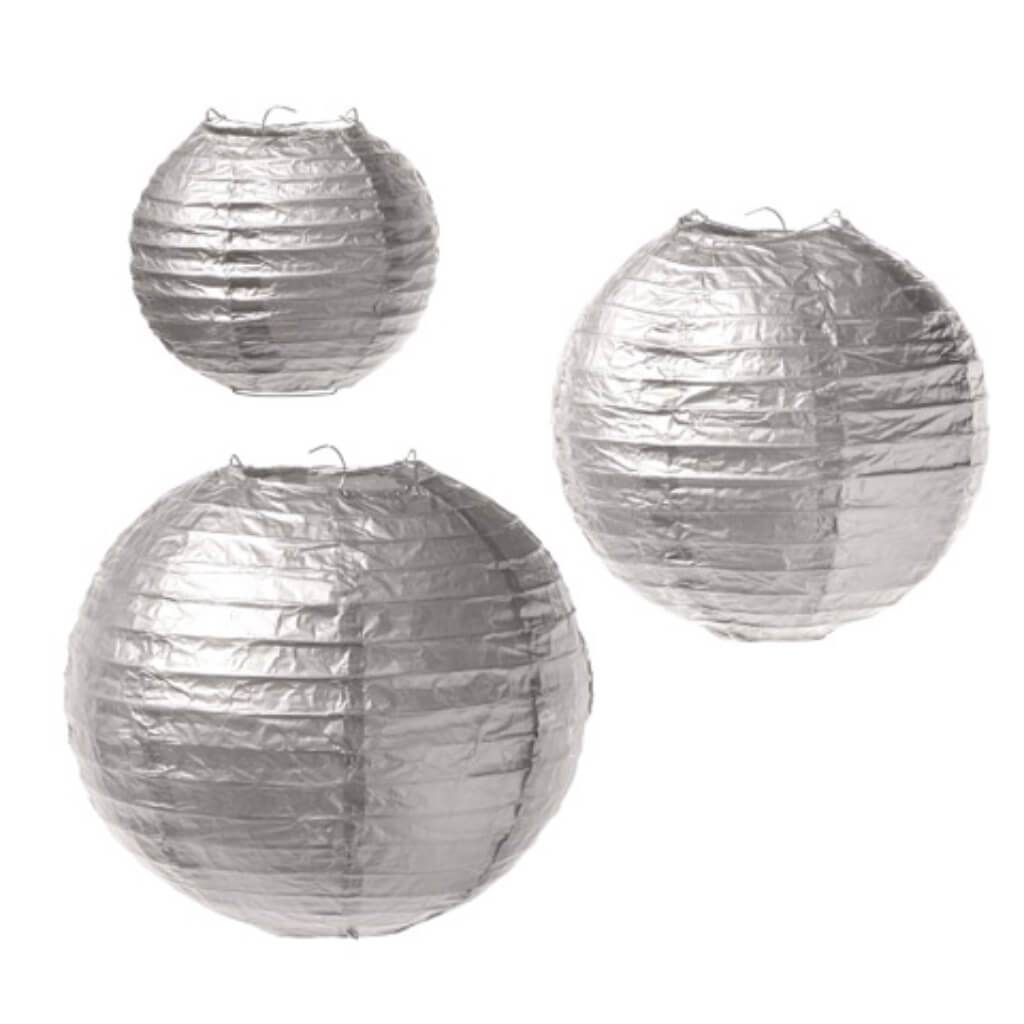 LANTERN PAPER SILVE 3PCS ASSORTED SIZE 