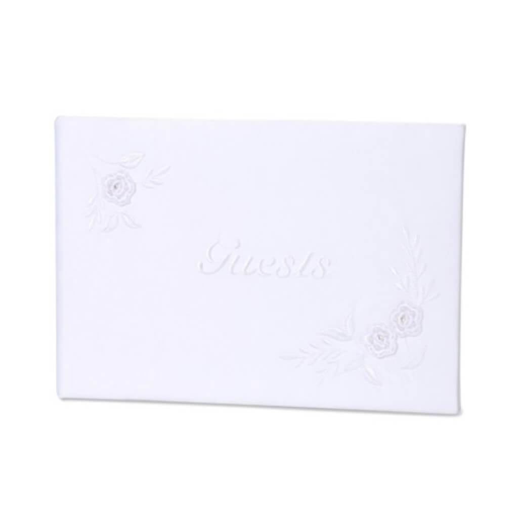 Guest Book Embroidered White