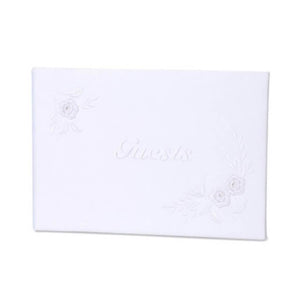 Guest Book Embroidered White
