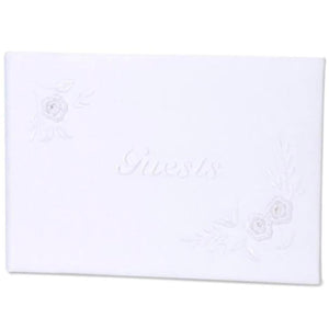 Guest Book Embroidered White 