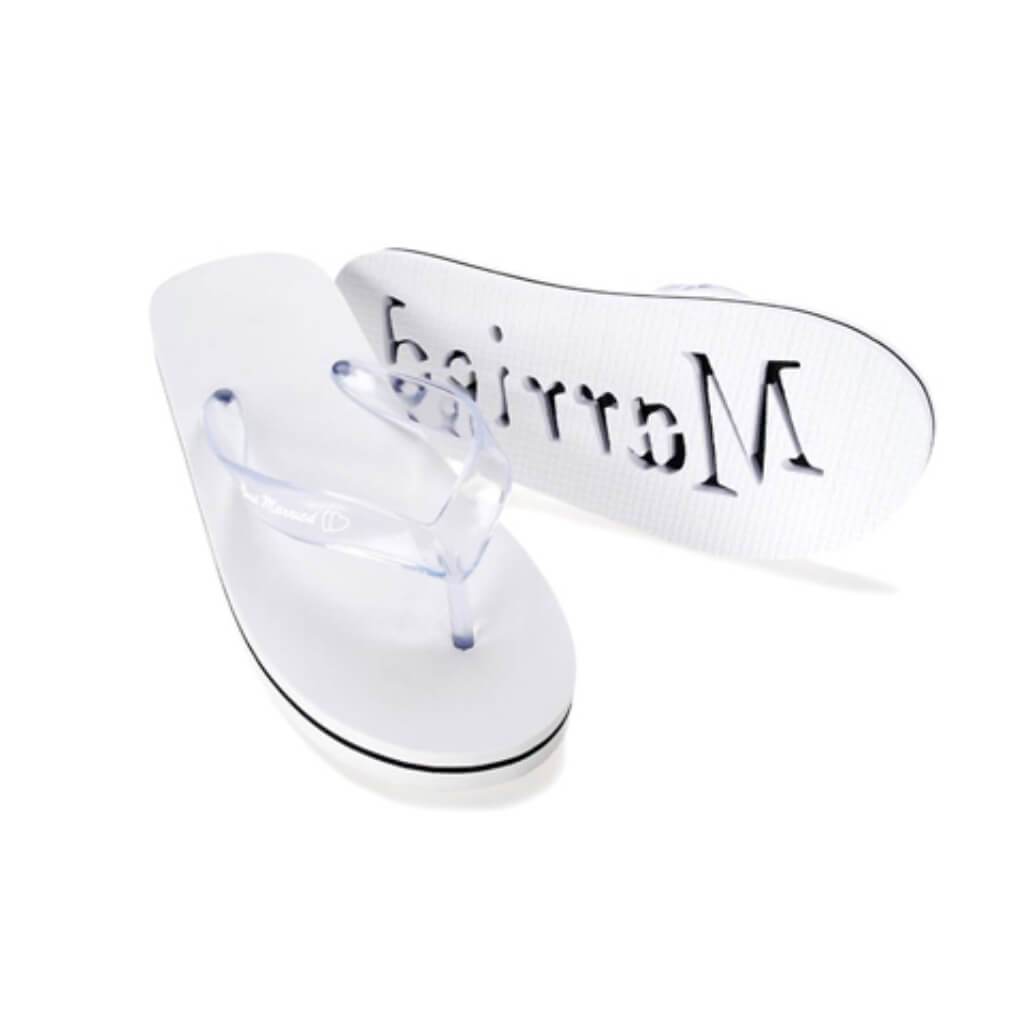 Women's "Just Married" White Flip Flops