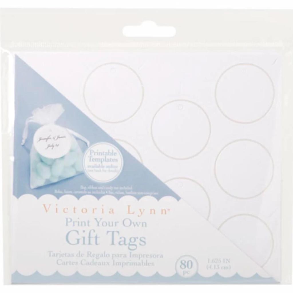 Gift Tags Printable Round White 80 pieces 