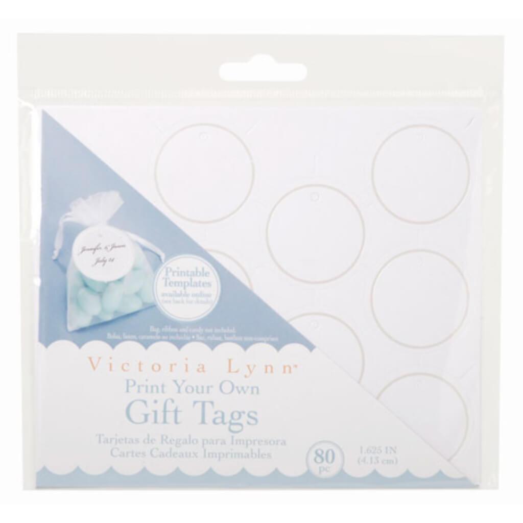 Gift Tags Printable Round White 80 pieces