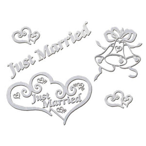 Just Married Window Clings White 8 x 13.25 inches