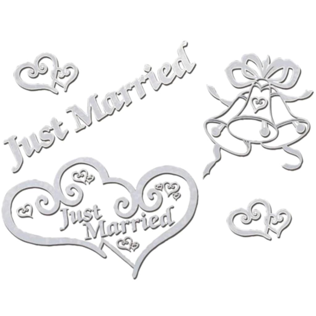 Just Married Window Clings White 8 x 13.25 inches 