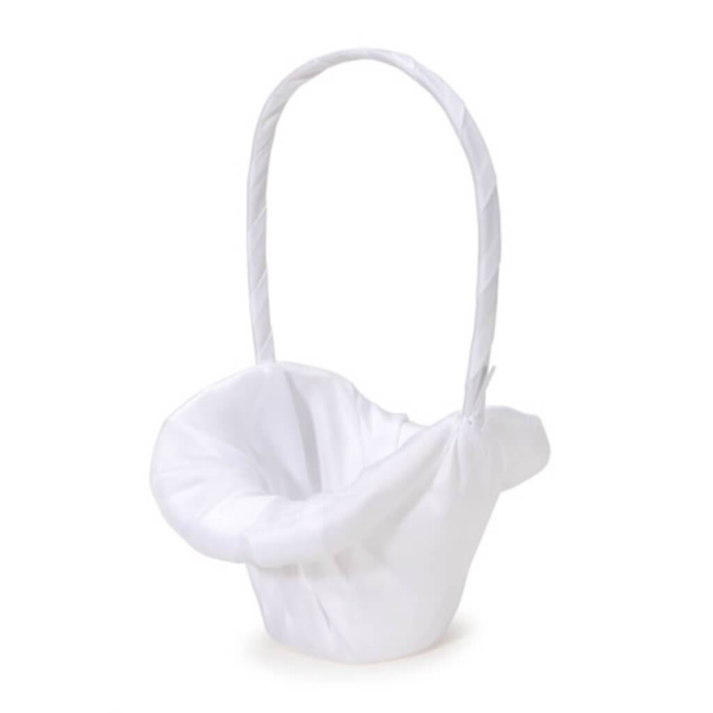 White Satin Fireside Flower Basket 11 inches 