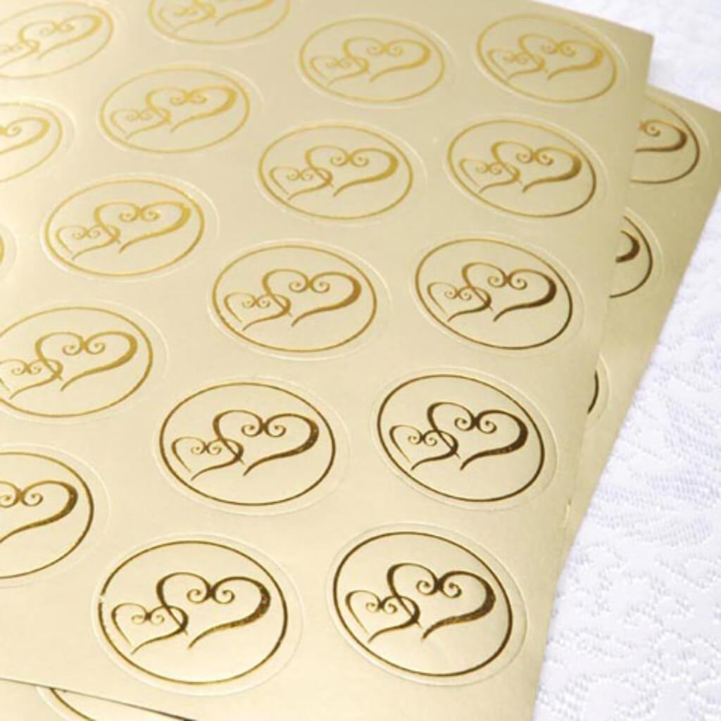 ENVELOPE SEALS DOUBLE HEART GOLD 