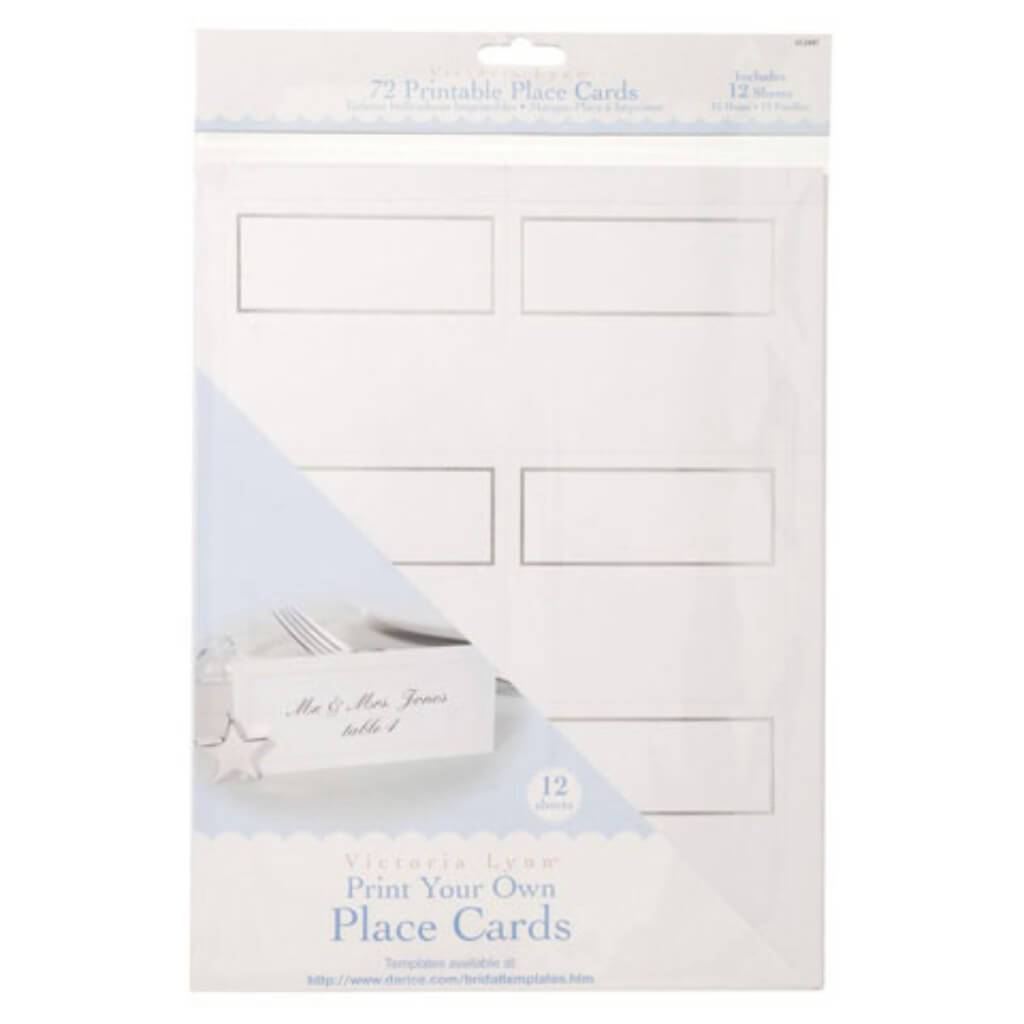 Place Cards White with Silver Trim 72 pieces 