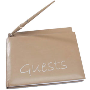 Embossed Guest Book Set Taupe 