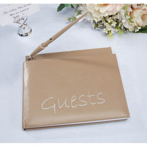 Embossed Guest Book Set Taupe