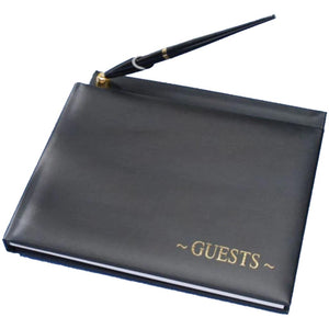 Guest Book Set Black with Gold Print 
