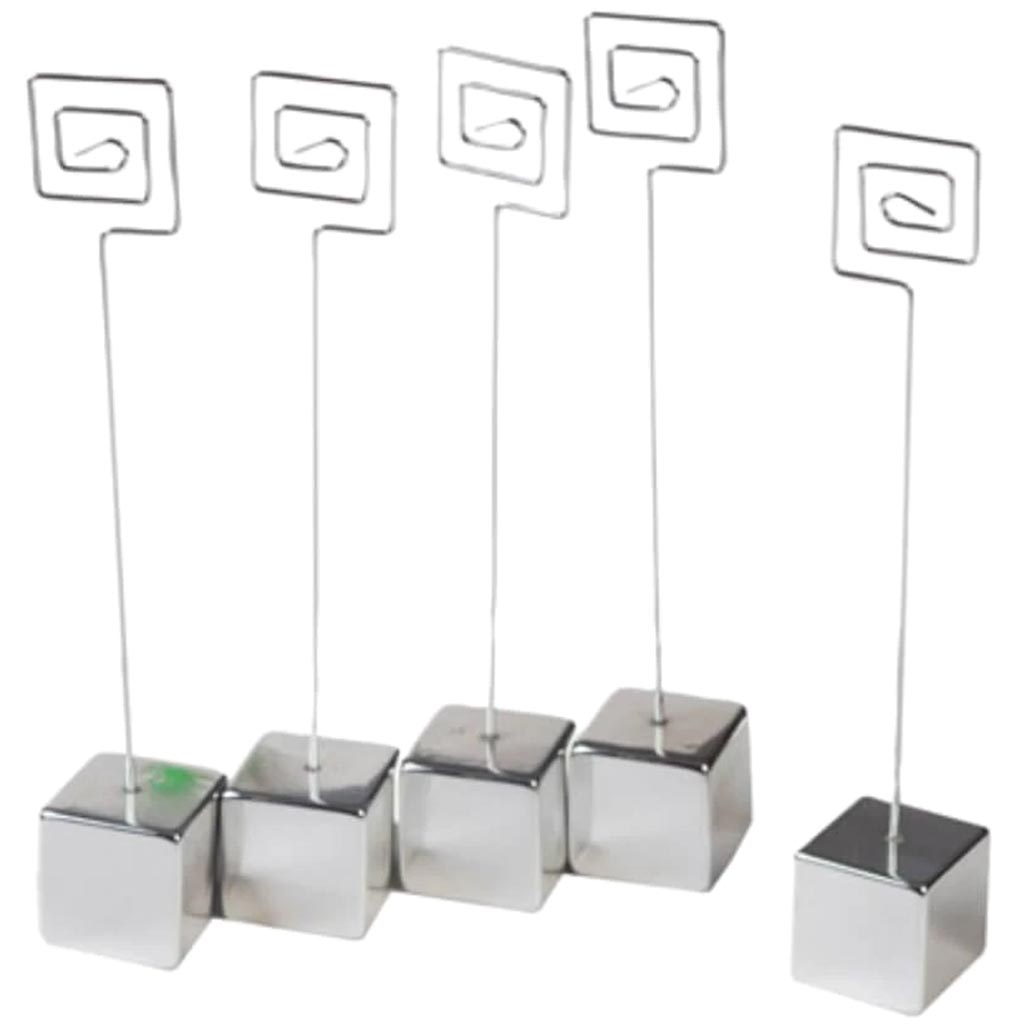 Wire Card Holder Square Silver 5 pieces 