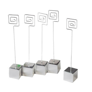 Wire Card Holder Square Silver 5 pieces