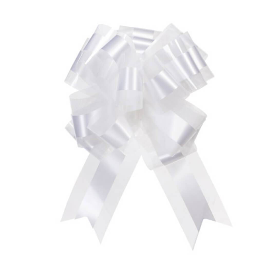 WEDDING PULL BOWS SATIN WHITE 8IN 