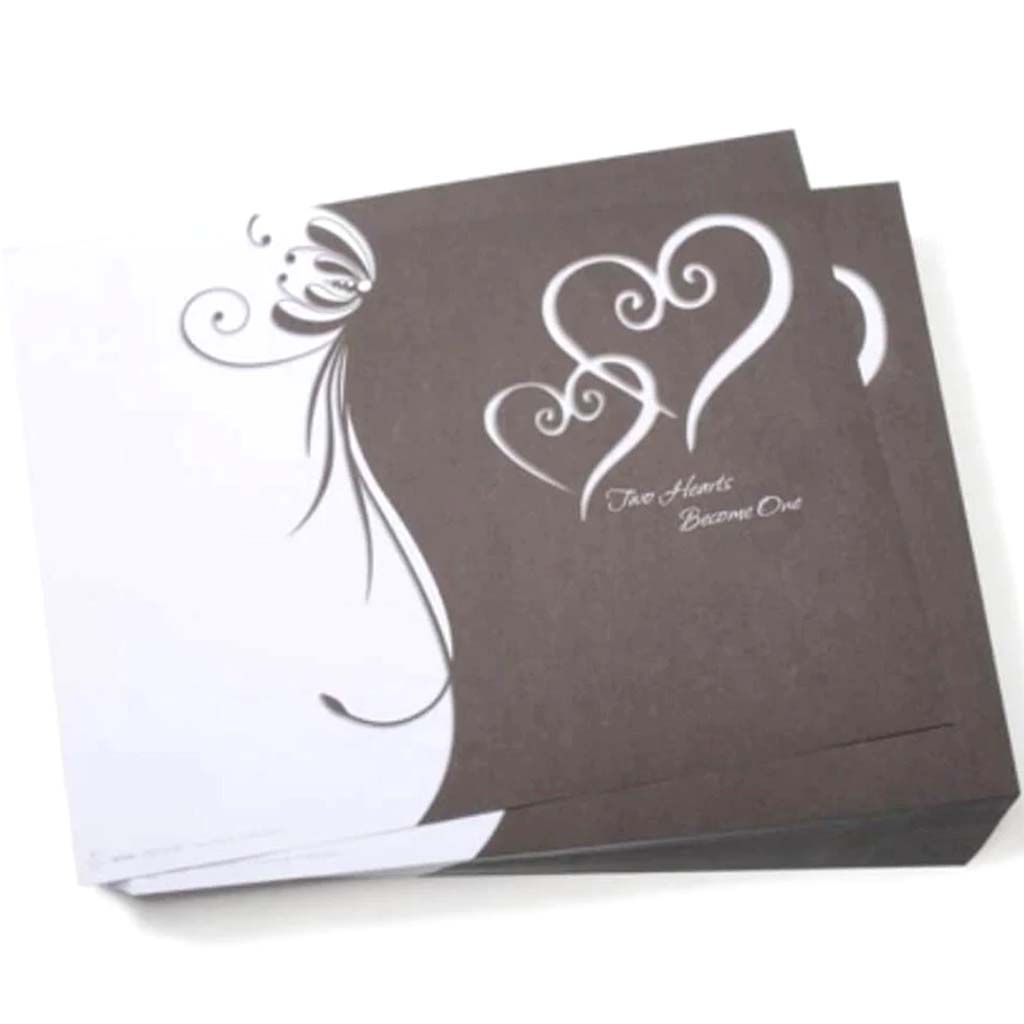Black &amp; White Double Heart Wedding Program Kit: "Two Hearts Become One" 