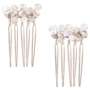 Rhinestone and Pearl Hair Combs 1 inch, 2 pieces 