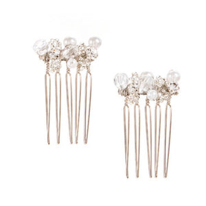 Rhinestone and Pearl Hair Combs 1 inch, 2 pieces