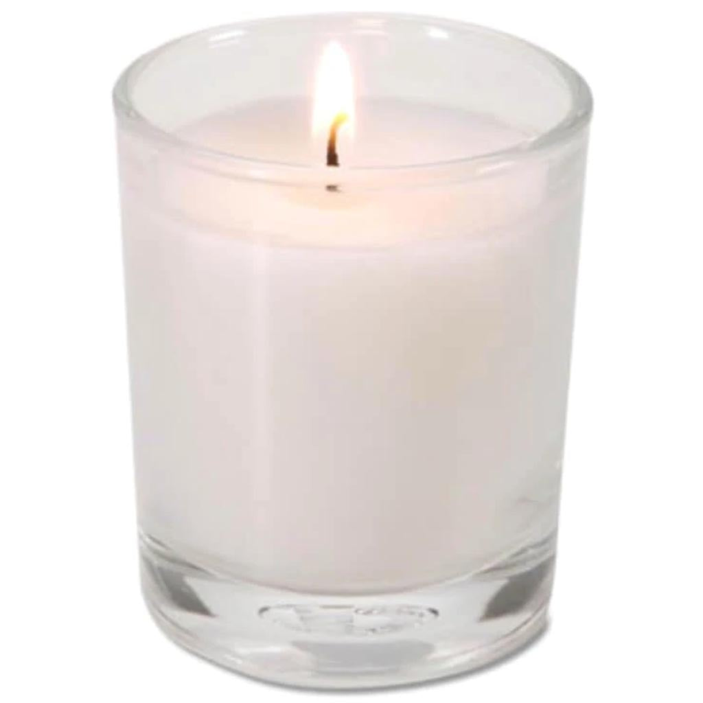 Glass Votive Candle White Poured Wax 